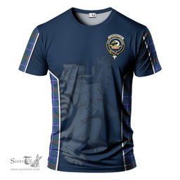 ScotsTee Shop Scottish Edmonstone Clan Crest Scottish Lion Rampant Sport Style Tartan T Shirt