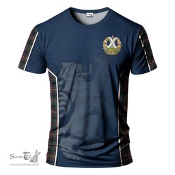 ScotsTee Shop Scottish Cameron Highlanders of Ottawa Clan Crest Scottish Lion Rampant Sport Style Tartan T Shirt