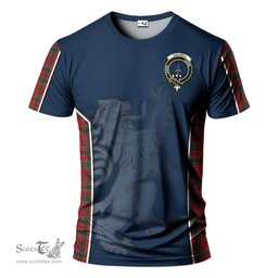 ScotsTee Shop Scottish Dalzell (Dalziel) Clan Crest Scottish Lion Rampant Sport Style Tartan T Shirt