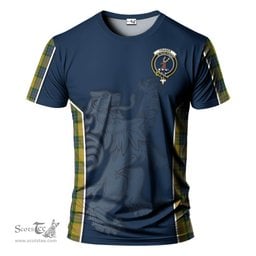 ScotsTee Shop Scottish Fraser Yellow Clan Crest Scottish Lion Rampant Sport Style Tartan T Shirt