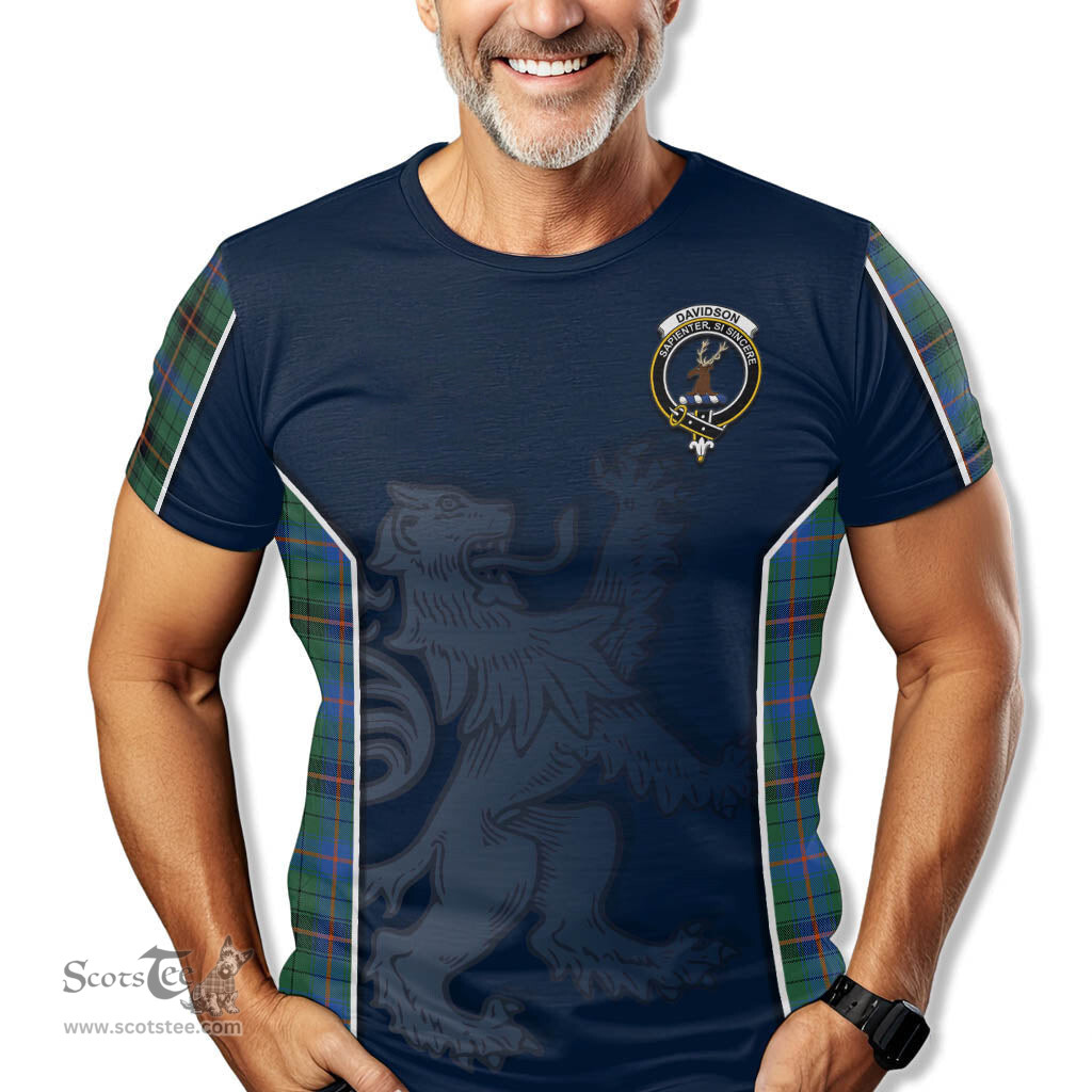 ScotsTee Shop Scottish Davidson Ancient Clan Crest Scottish Lion Rampant Sport Style Tartan T Shirt