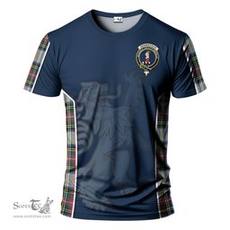 ScotsTee Shop Scottish Dennistoun Clan Crest Scottish Lion Rampant Sport Style Tartan T Shirt