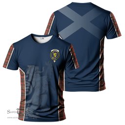 ScotsTee Shop Scottish Cumming Hunting Weathered Clan Crest Scottish Lion Rampant Sport Style Tartan T Shirt