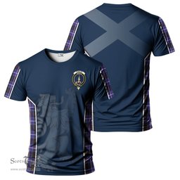 ScotsTee Shop Scottish Dunlop Modern Clan Crest Scottish Lion Rampant Sport Style Tartan T Shirt