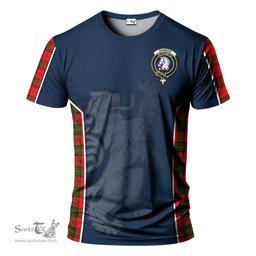 ScotsTee Shop Scottish Dunbar Modern Clan Crest Scottish Lion Rampant Sport Style Tartan T Shirt