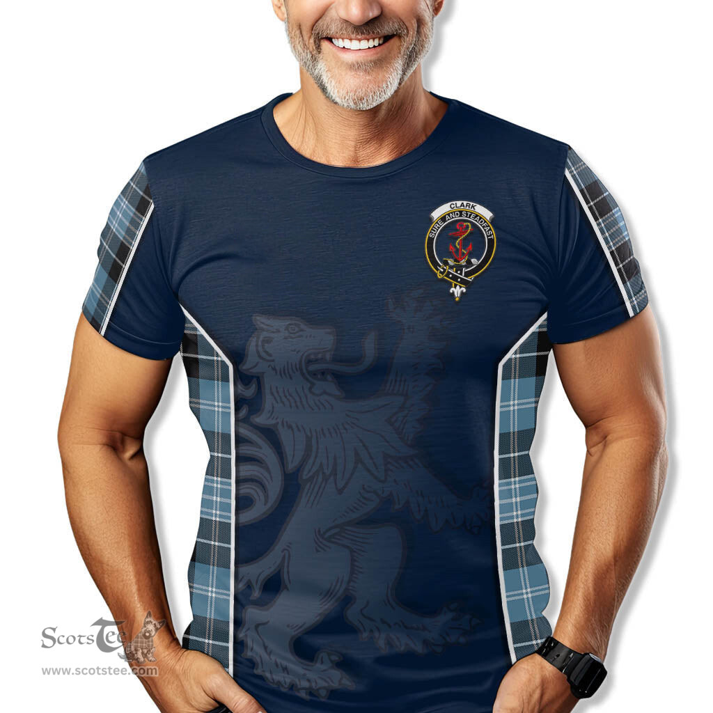 ScotsTee Shop Scottish Clark Ancient Clan Crest Scottish Lion Rampant Sport Style Tartan T Shirt