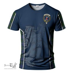 ScotsTee Shop Scottish Colquhoun Clan Crest Scottish Lion Rampant Sport Style Tartan T Shirt