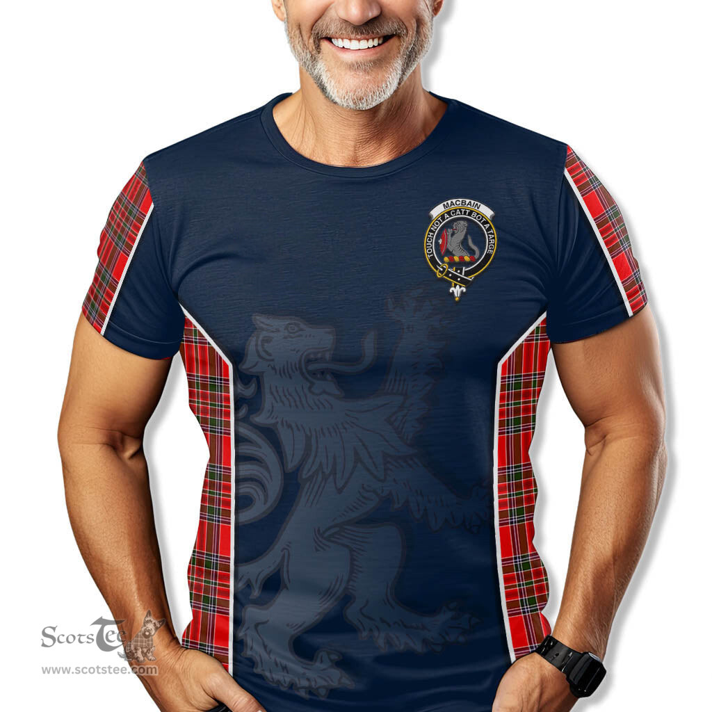 ScotsTee Shop Scottish MacBain Clan Crest Scottish Lion Rampant Sport Style Tartan T Shirt