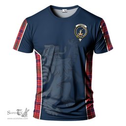 ScotsTee Shop Scottish Lumsden Modern Clan Crest Scottish Lion Rampant Sport Style Tartan T Shirt