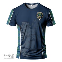 ScotsTee Shop Scottish Hamilton Hunting Ancient Clan Crest Scottish Lion Rampant Sport Style Tartan T Shirt