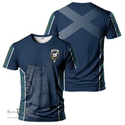 ScotsTee Shop Scottish Lockhart Clan Crest Scottish Lion Rampant Sport Style Tartan T Shirt