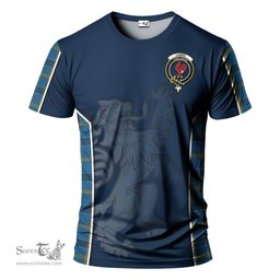 ScotsTee Shop Scottish Laing Clan Crest Scottish Lion Rampant Sport Style Tartan T Shirt