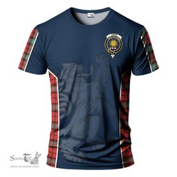 ScotsTee Shop Scottish Kerr Ancient Clan Crest Scottish Lion Rampant Sport Style Tartan T Shirt