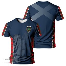 ScotsTee Shop Scottish Grant Modern Clan Crest Scottish Lion Rampant Sport Style Tartan T Shirt