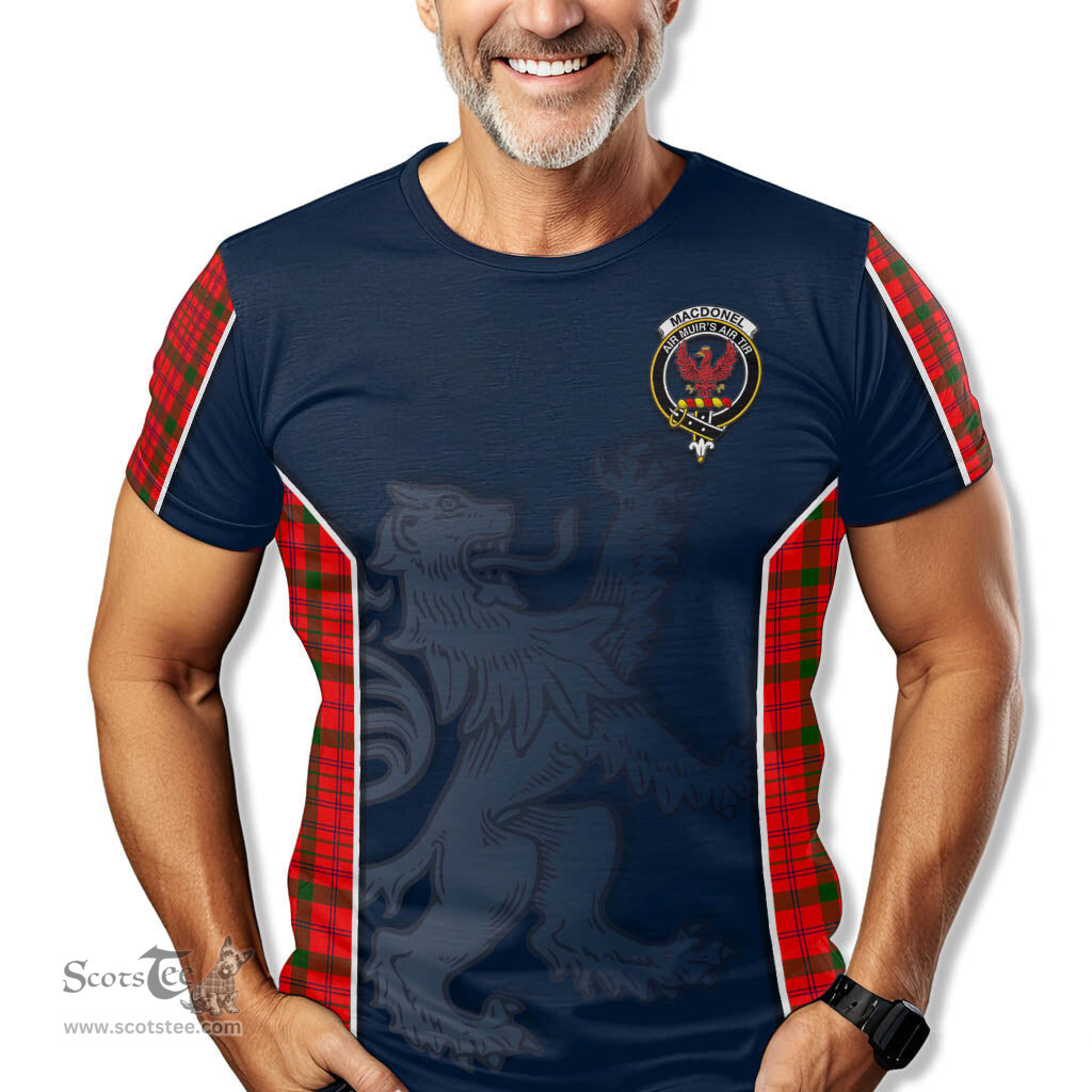 ScotsTee Shop Scottish MacDonell of Keppoch Modern Clan Crest Scottish Lion Rampant Sport Style Tartan T Shirt