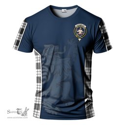 ScotsTee Shop Scottish MacFarlane Black White Clan Crest Scottish Lion Rampant Sport Style Tartan T Shirt