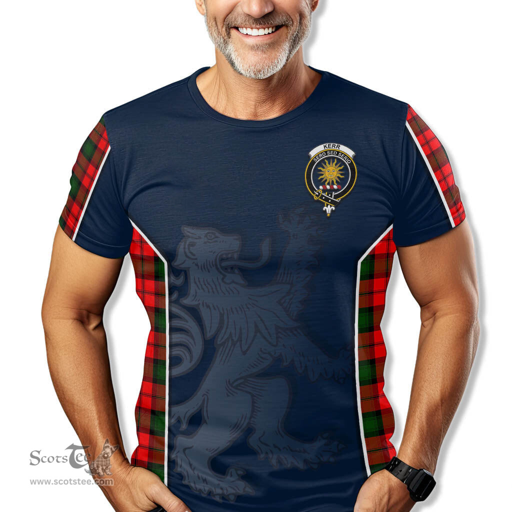 ScotsTee Shop Scottish Kerr Modern Clan Crest Scottish Lion Rampant Sport Style Tartan T Shirt