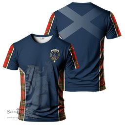 ScotsTee Shop Scottish Langlands Clan Crest Scottish Lion Rampant Sport Style Tartan T Shirt