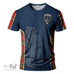 ScotsTee Shop Scottish Langlands Clan Crest Scottish Lion Rampant Sport Style Tartan T Shirt
