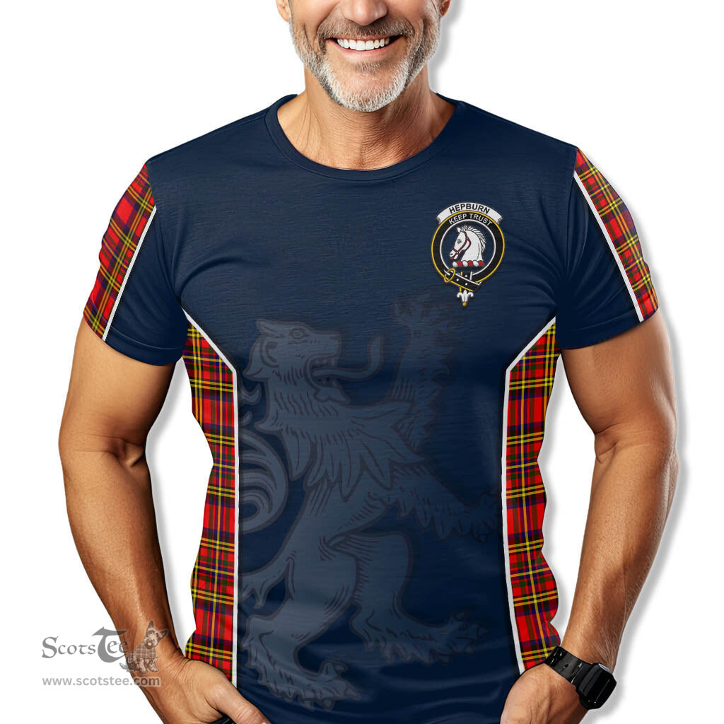 ScotsTee Shop Scottish Hepburn Modern Clan Crest Scottish Lion Rampant Sport Style Tartan T Shirt