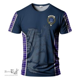ScotsTee Shop Scottish Ochterlony Clan Crest Scottish Lion Rampant Sport Style Tartan T Shirt