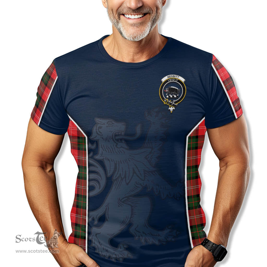 ScotsTee Shop Scottish Nesbitt Modern Clan Crest Scottish Lion Rampant Sport Style Tartan T Shirt