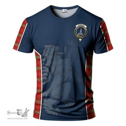ScotsTee Shop Scottish Morrison Red Modern Clan Crest Scottish Lion Rampant Sport Style Tartan T Shirt