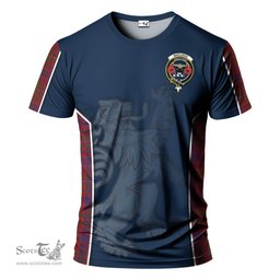 ScotsTee Shop Scottish MacLeod Red Clan Crest Scottish Lion Rampant Sport Style Tartan T Shirt