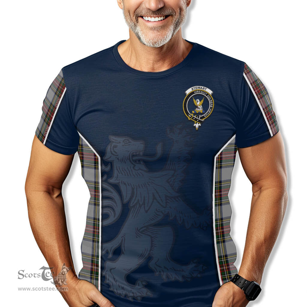 ScotsTee Shop Scottish Stewart Dress Clan Crest Scottish Lion Rampant Sport Style Tartan T Shirt