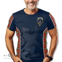 ScotsTee Shop Scottish Morrison Red Ancient Clan Crest Scottish Lion Rampant Sport Style Tartan T Shirt