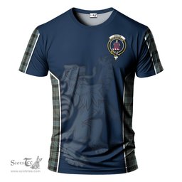 ScotsTee Shop Scottish Ogilvie (Ogilvy) Hunting Clan Crest Scottish Lion Rampant Sport Style Tartan T Shirt