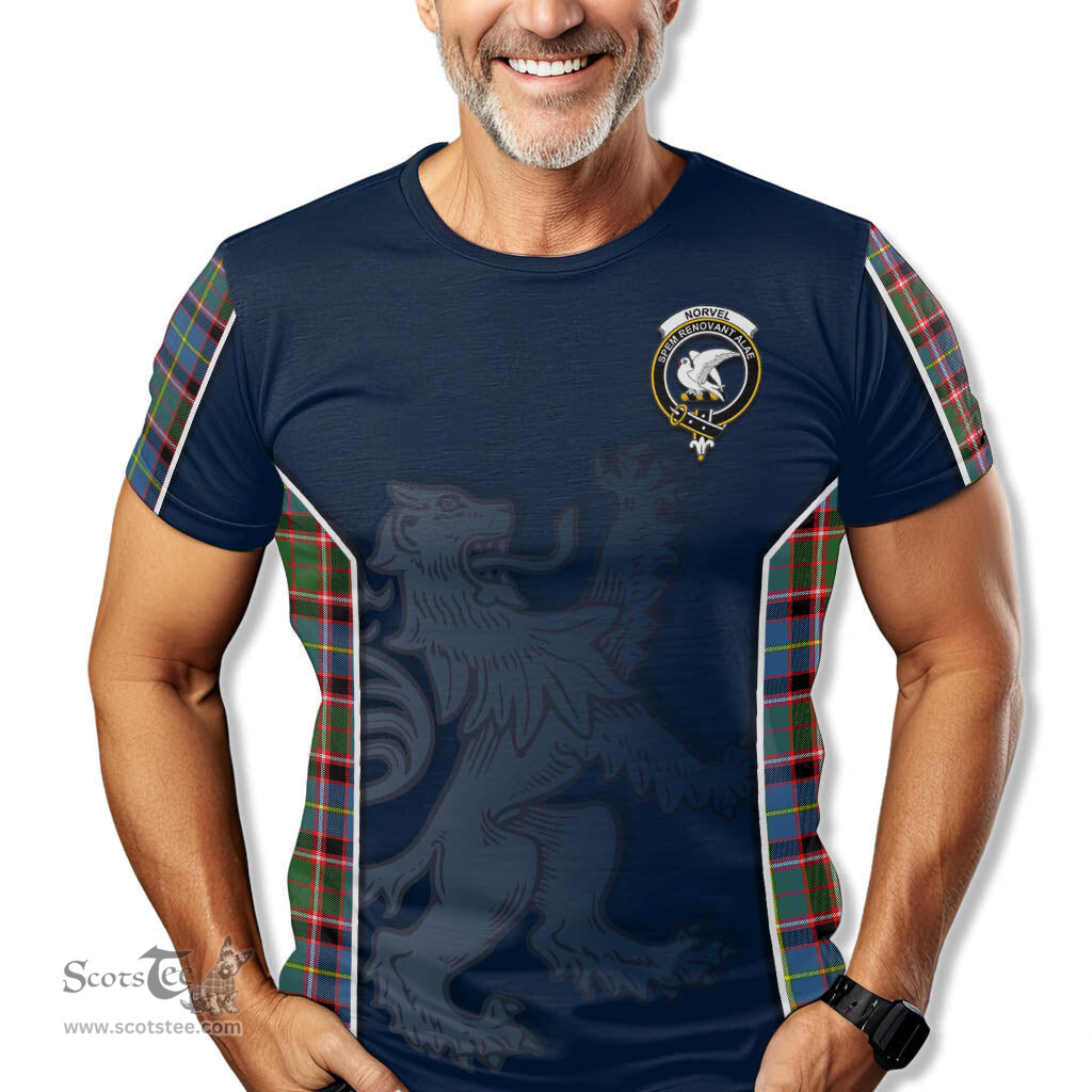 ScotsTee Shop Scottish Norvel Clan Crest Scottish Lion Rampant Sport Style Tartan T Shirt