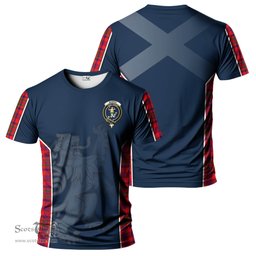 ScotsTee Shop Scottish Murray of Tulloch Modern Clan Crest Scottish Lion Rampant Sport Style Tartan T Shirt