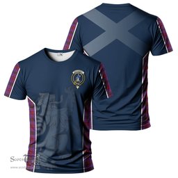 ScotsTee Shop Scottish Montgomery Modern Clan Crest Scottish Lion Rampant Sport Style Tartan T Shirt