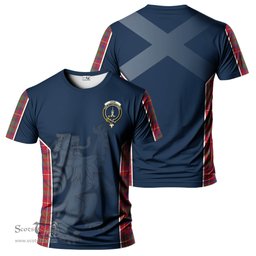 ScotsTee Shop Scottish Shaw Red Modern Clan Crest Scottish Lion Rampant Sport Style Tartan T Shirt