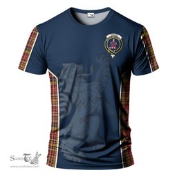 ScotsTee Shop Scottish Ogilvie (Ogilvy) of Strathallan Clan Crest Scottish Lion Rampant Sport Style Tartan T Shirt