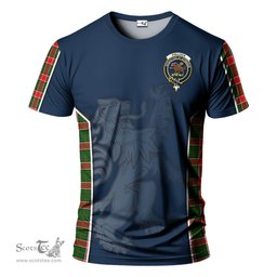 ScotsTee Shop Scottish Pollock Modern Clan Crest Scottish Lion Rampant Sport Style Tartan T Shirt