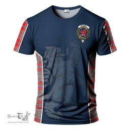 ScotsTee Shop Scottish Moubray Clan Crest Scottish Lion Rampant Sport Style Tartan T Shirt