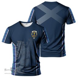ScotsTee Shop Scottish Mercer Modern Clan Crest Scottish Lion Rampant Sport Style Tartan T Shirt