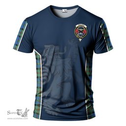 ScotsTee Shop Scottish MacLeod of Harris Ancient Clan Crest Scottish Lion Rampant Sport Style Tartan T Shirt