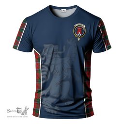 ScotsTee Shop Scottish MacNaughton Clan Crest Scottish Lion Rampant Sport Style Tartan T Shirt