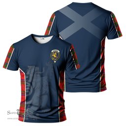 ScotsTee Shop Scottish Nicolson Modern Clan Crest Scottish Lion Rampant Sport Style Tartan T Shirt