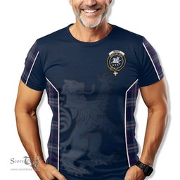 ScotsTee Shop Scottish Nevoy Clan Crest Scottish Lion Rampant Sport Style Tartan T Shirt