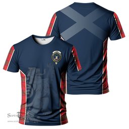 ScotsTee Shop Scottish Ross Modern Clan Crest Scottish Lion Rampant Sport Style Tartan T Shirt