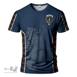 ScotsTee Shop Scottish MacLellan Modern Clan Crest Scottish Lion Rampant Sport Style Tartan T Shirt