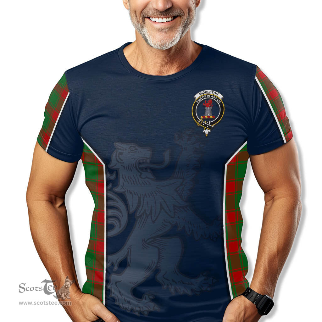ScotsTee Shop Scottish Middleton Modern Clan Crest Scottish Lion Rampant Sport Style Tartan T Shirt