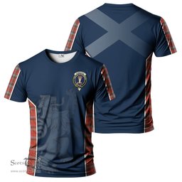 ScotsTee Shop Scottish Robertson Weathered Clan Crest Scottish Lion Rampant Sport Style Tartan T Shirt