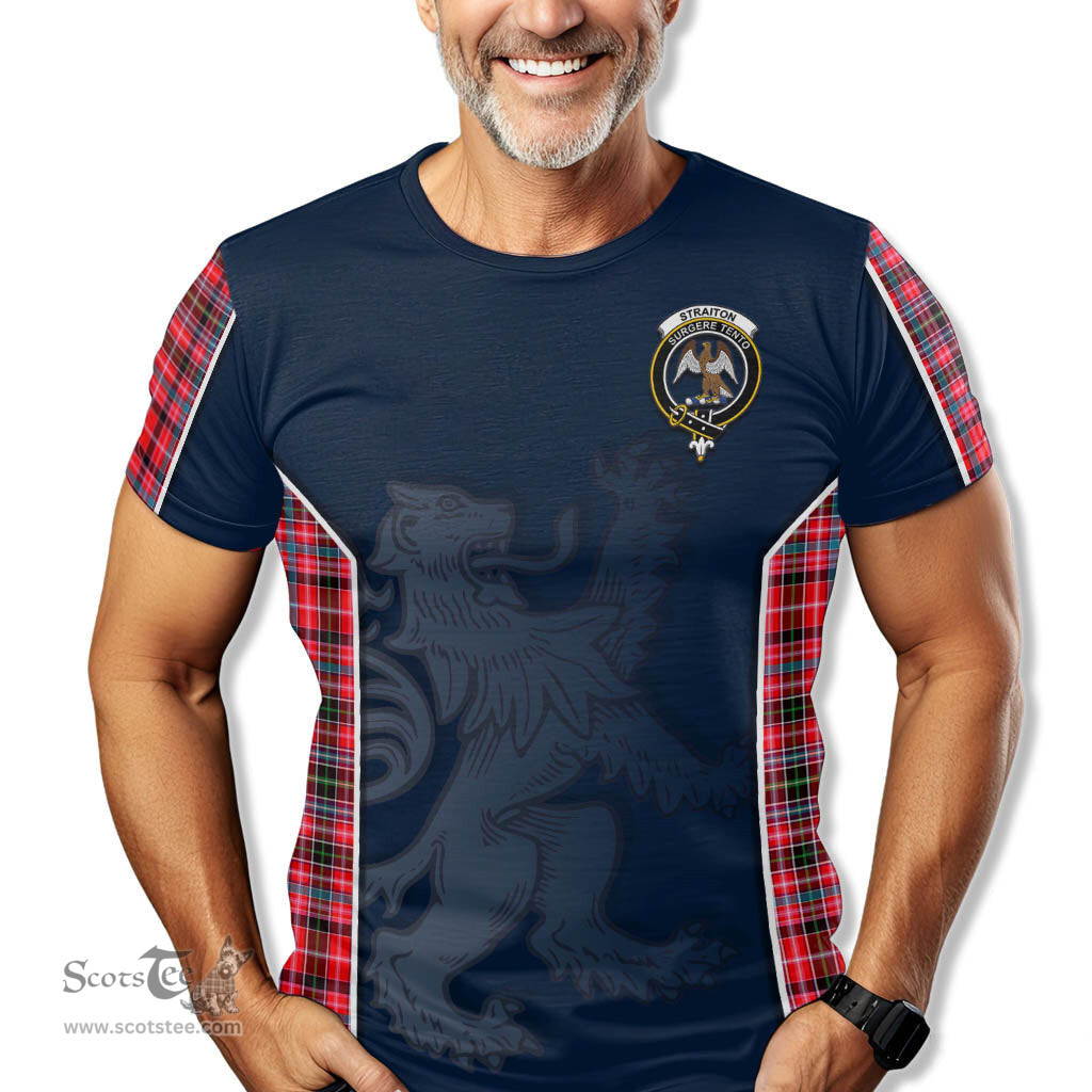 ScotsTee Shop Scottish Straiton Clan Crest Scottish Lion Rampant Sport Style Tartan T Shirt
