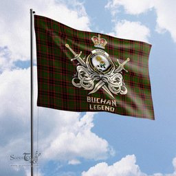 ScotsTee Shop Scottish Buchan Modern Clan Crest Tartan Flag The Golden Sword of Courageous Legacy Flag