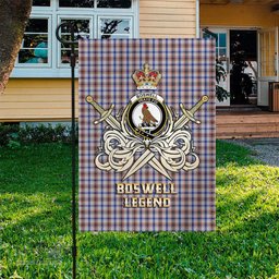 ScotsTee Shop Scottish Boswell Clan Crest Tartan Flag The Golden Sword of Courageous Legacy Flag